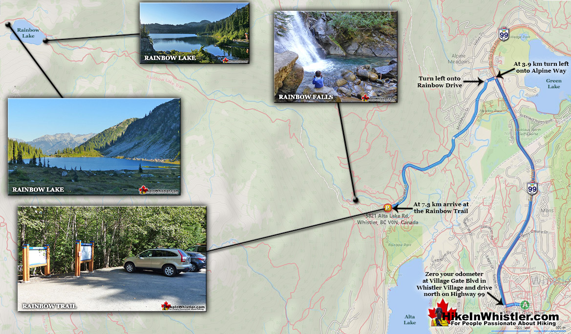 Rainbow Falls Trailhead Directions Map